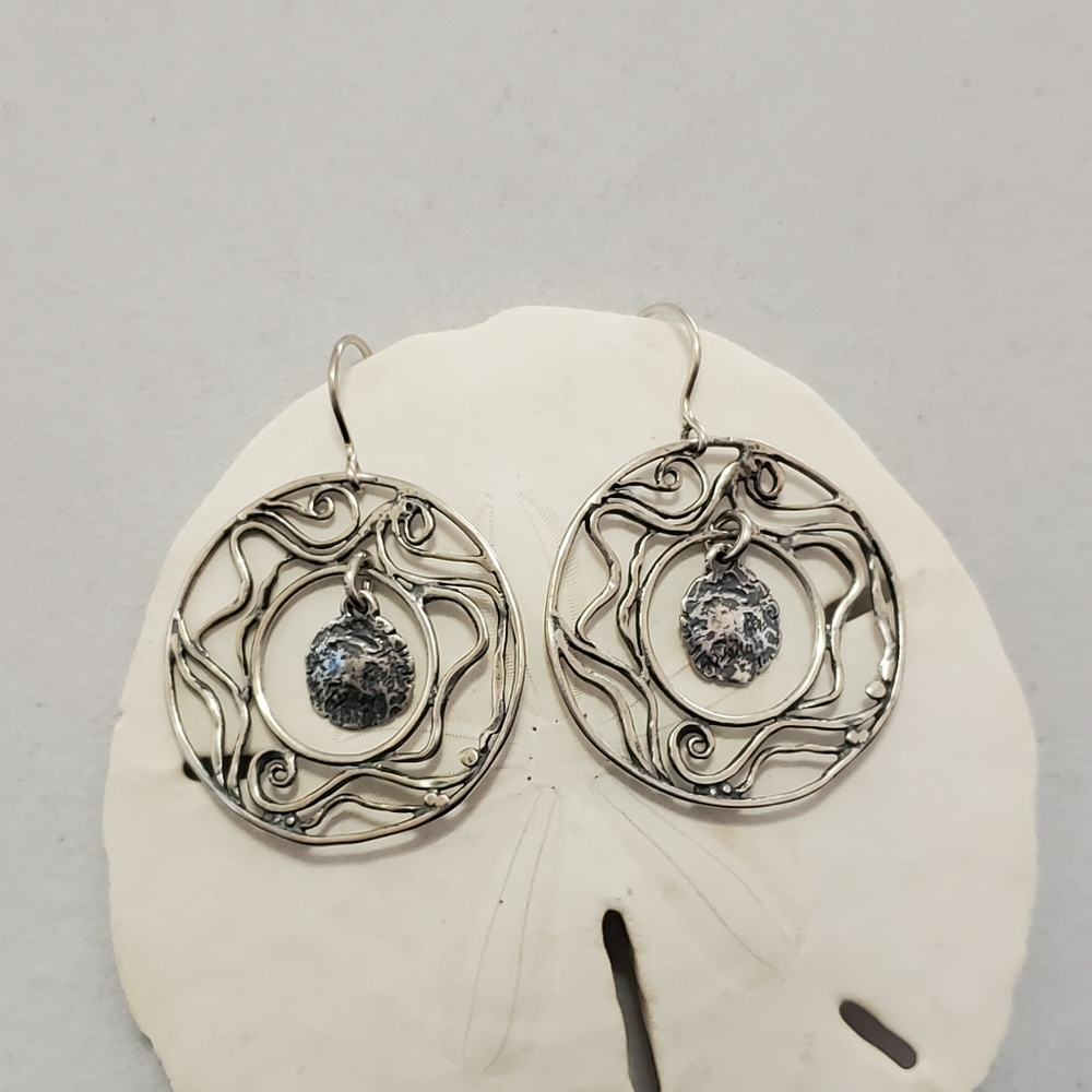 ⬇️Silpada 925 Silver Swirl Disc Dangle Earrings Vintage RARE ⬇️